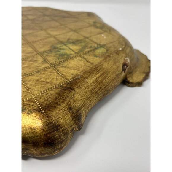 Mid Century Italian Blue GoHollywood Regency Florentine Serving Tray Wood 20x15" - Picture 13 of 16